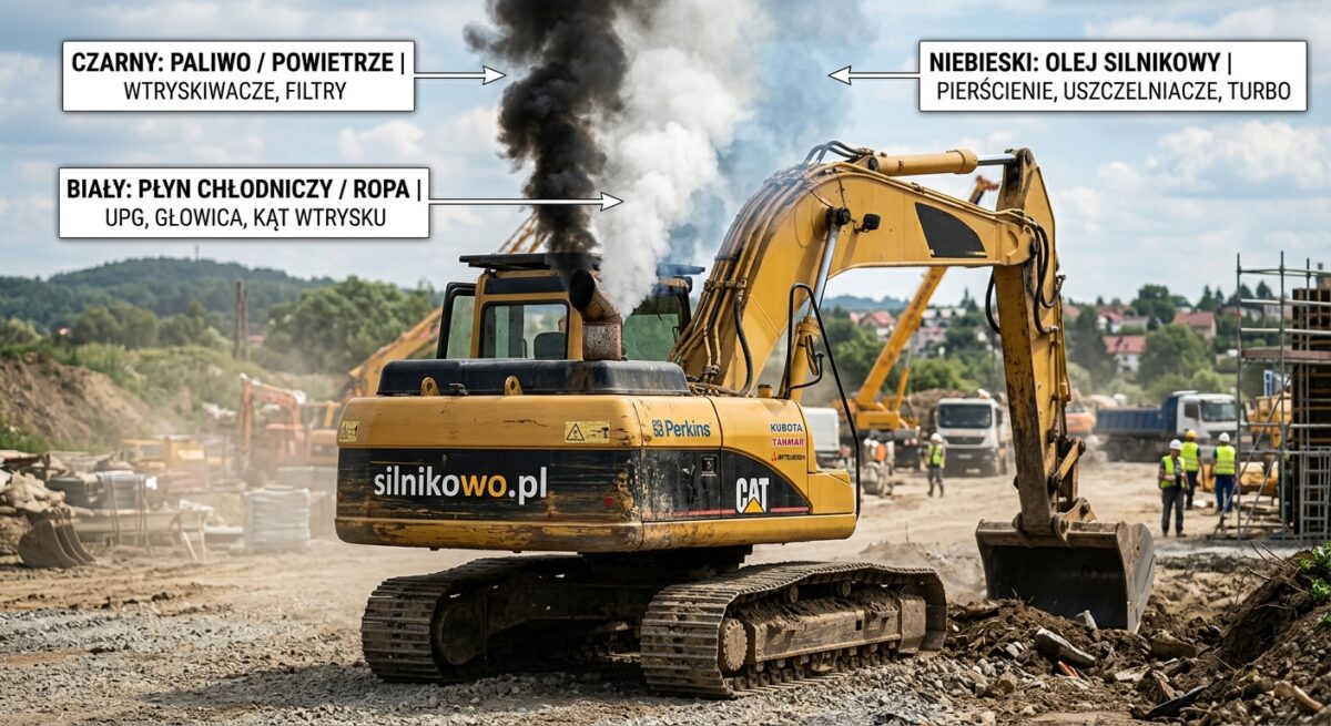 Co kolor dymu z silnika maszyny budowlanej mówi o jego stanie?